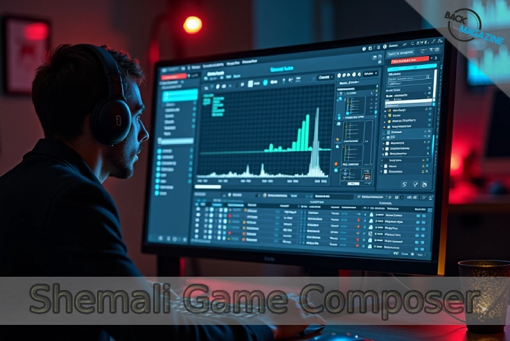 Shemali Game Composer interface showcasing music creation tools for game developers.