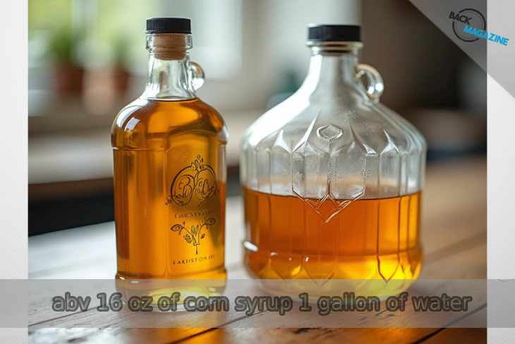 A pitcher of abv 16 oz of corn syrup 1 gallon of water mixture, ready for use in recipes or experiments.